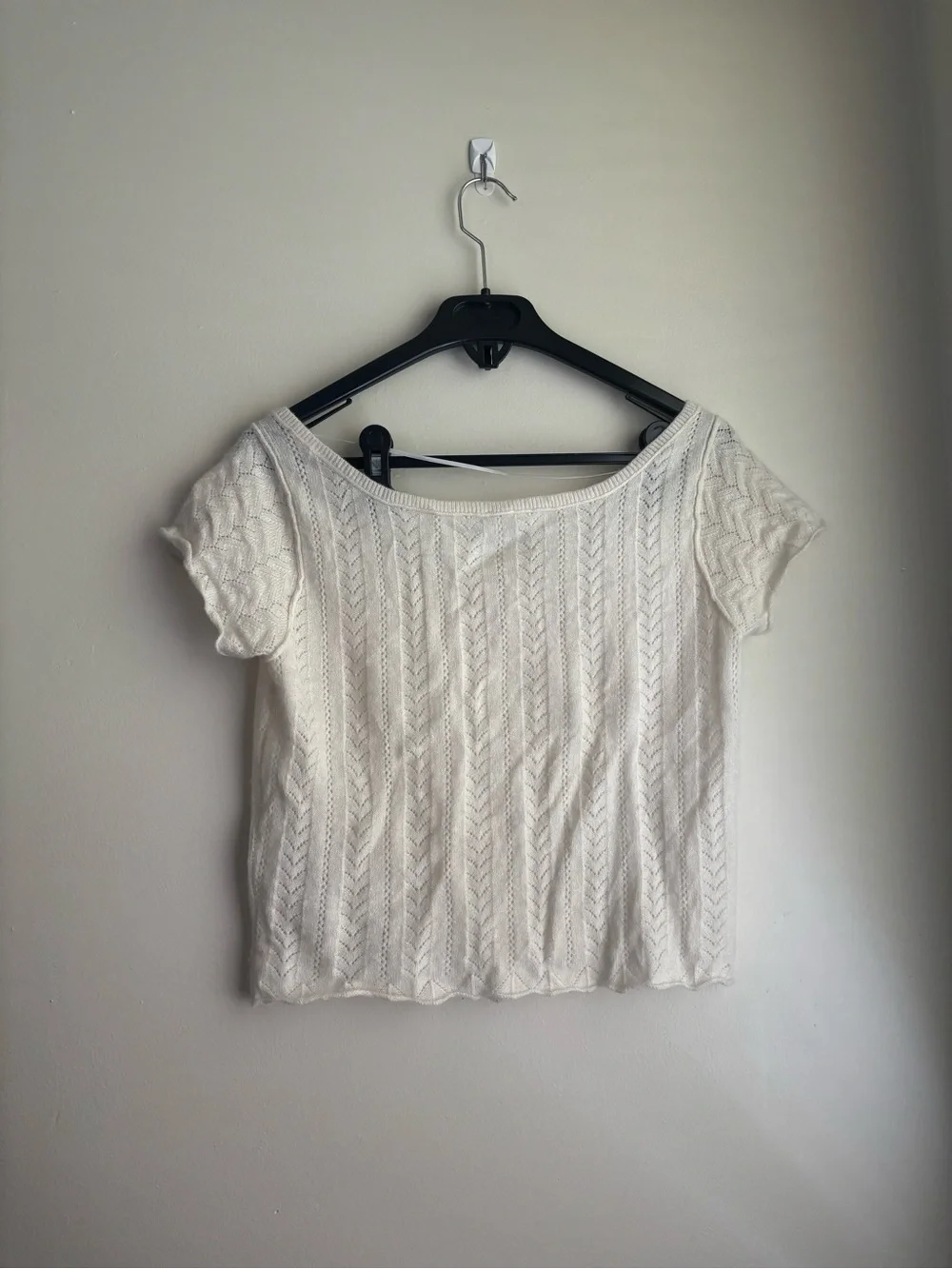 Free People Hera Cashmere Pointelle Sweater Top - Cloud Dancer (S)